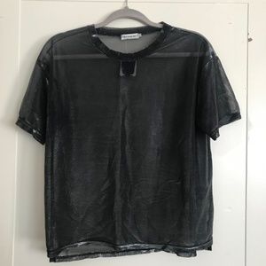 *NWT* U.O. Sheer Metallic Black Shirt